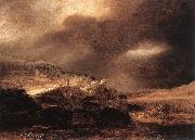 Stormy Landscape wsty Rembrandt